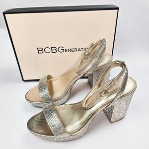 NIB BCBGeneration Pristal Rhinestone Heeled Sandals, 10